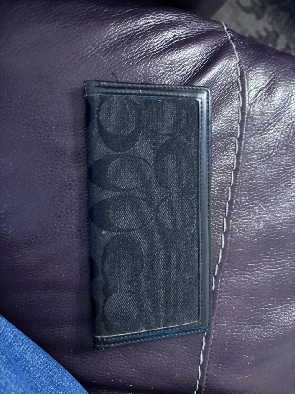 Coach Black Signature Logo Long Wallet